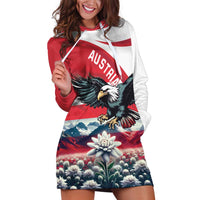 Austria Black Eagle Hoodie Dress Edelweiss with Austrian Flag - Wonder Print Shop