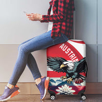 Austria Black Eagle Luggage Cover Edelweiss with Austrian Flag - Wonder Print Shop
