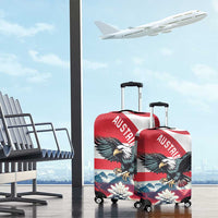 Austria Black Eagle Luggage Cover Edelweiss with Austrian Flag - Wonder Print Shop