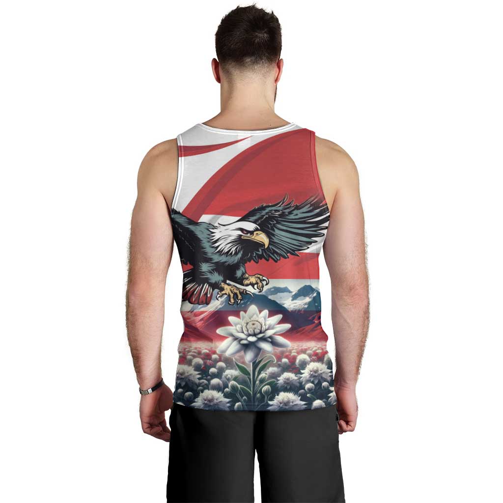 Austria Black Eagle Men Tank Top Edelweiss with Austrian Flag - Wonder Print Shop