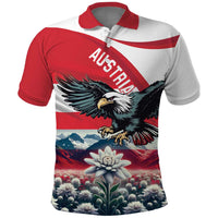 Austria Black Eagle Polo Shirt Edelweiss with Austrian Flag - Wonder Print Shop