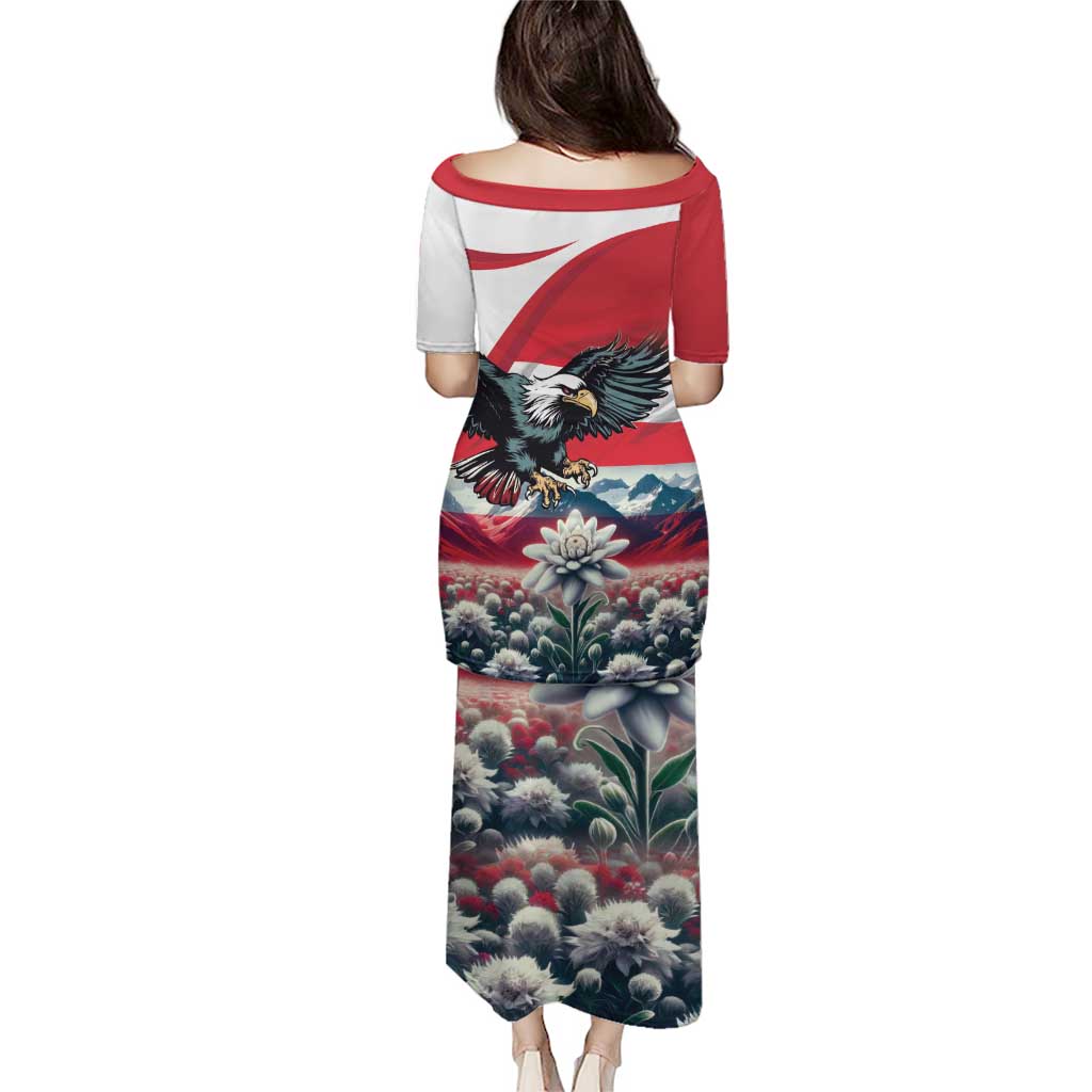 Austria Black Eagle Puletasi Edelweiss with Austrian Flag - Wonder Print Shop