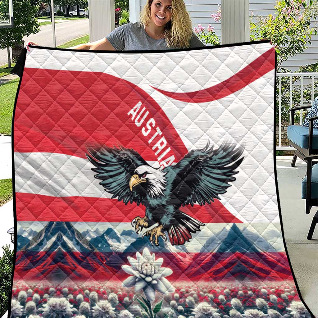 Austria Black Eagle Quilt Edelweiss with Austrian Flag - Wonder Print Shop