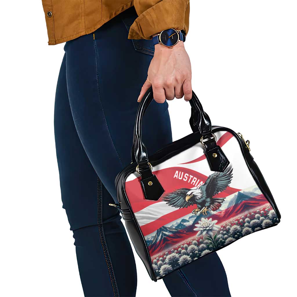 Austria Black Eagle Shoulder Handbag Edelweiss with Austrian Flag