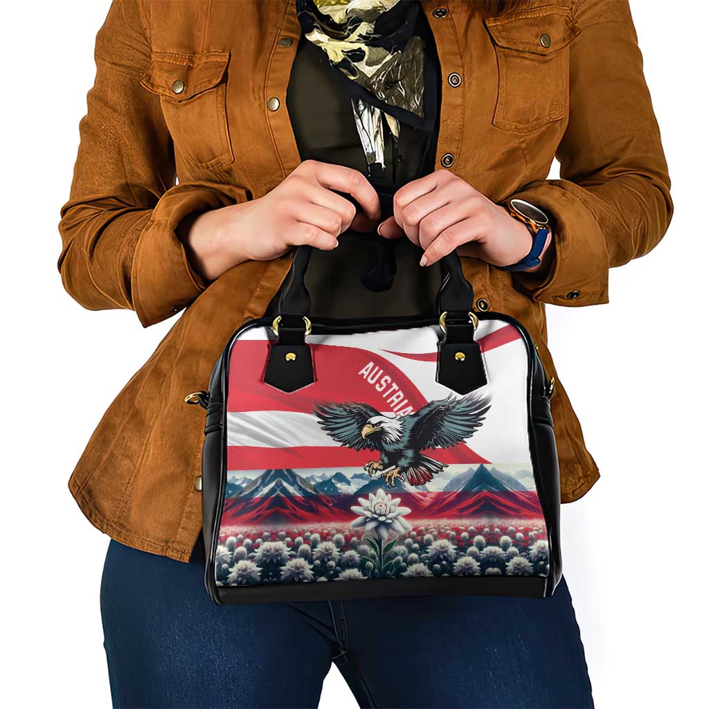 Austria Black Eagle Shoulder Handbag Edelweiss with Austrian Flag