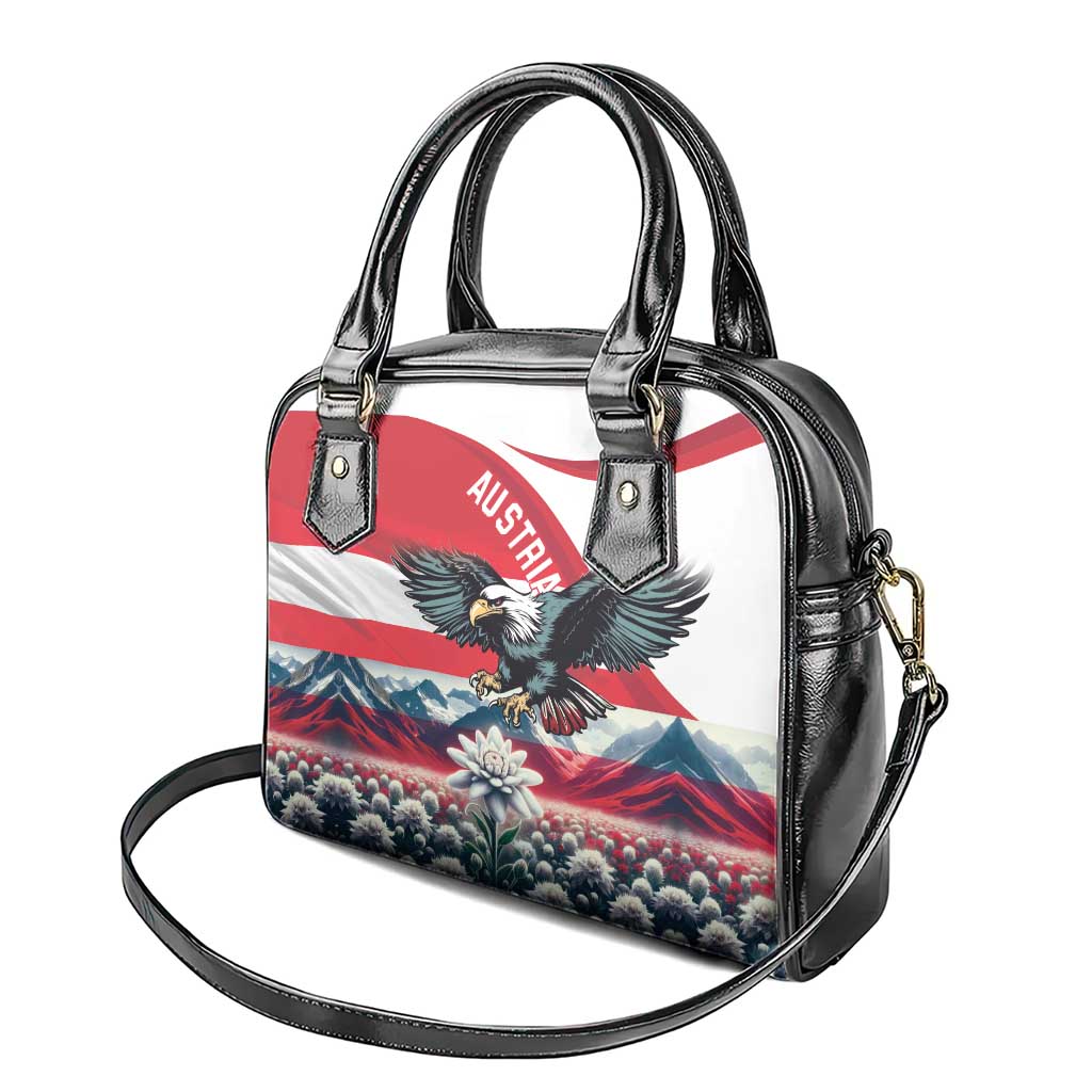 Austria Black Eagle Shoulder Handbag Edelweiss with Austrian Flag