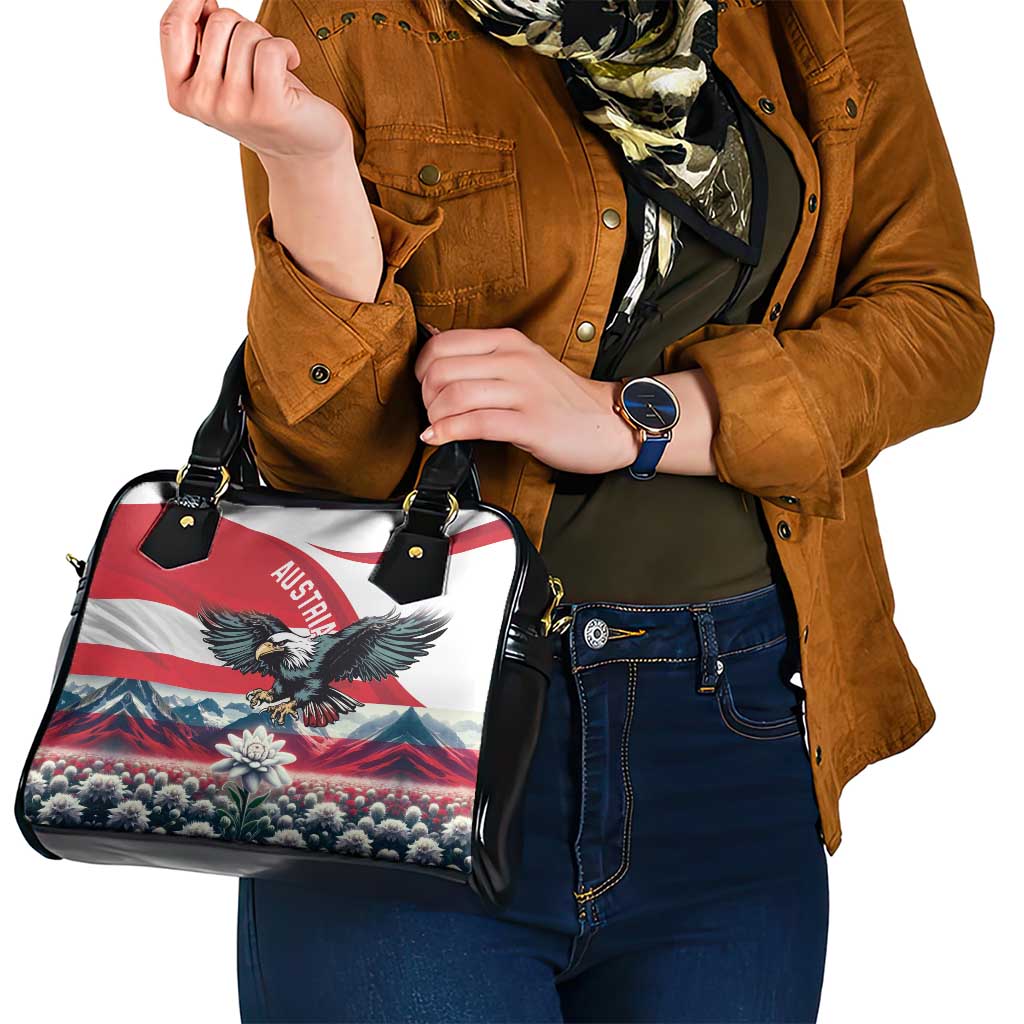 Austria Black Eagle Shoulder Handbag Edelweiss with Austrian Flag