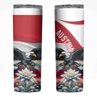 Austria Black Eagle Skinny Tumbler Edelweiss with Austrian Flag - Wonder Print Shop