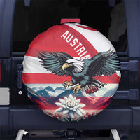 Austria Black Eagle Spare Tire Cover Edelweiss with Austrian Flag - Wonder Print Shop