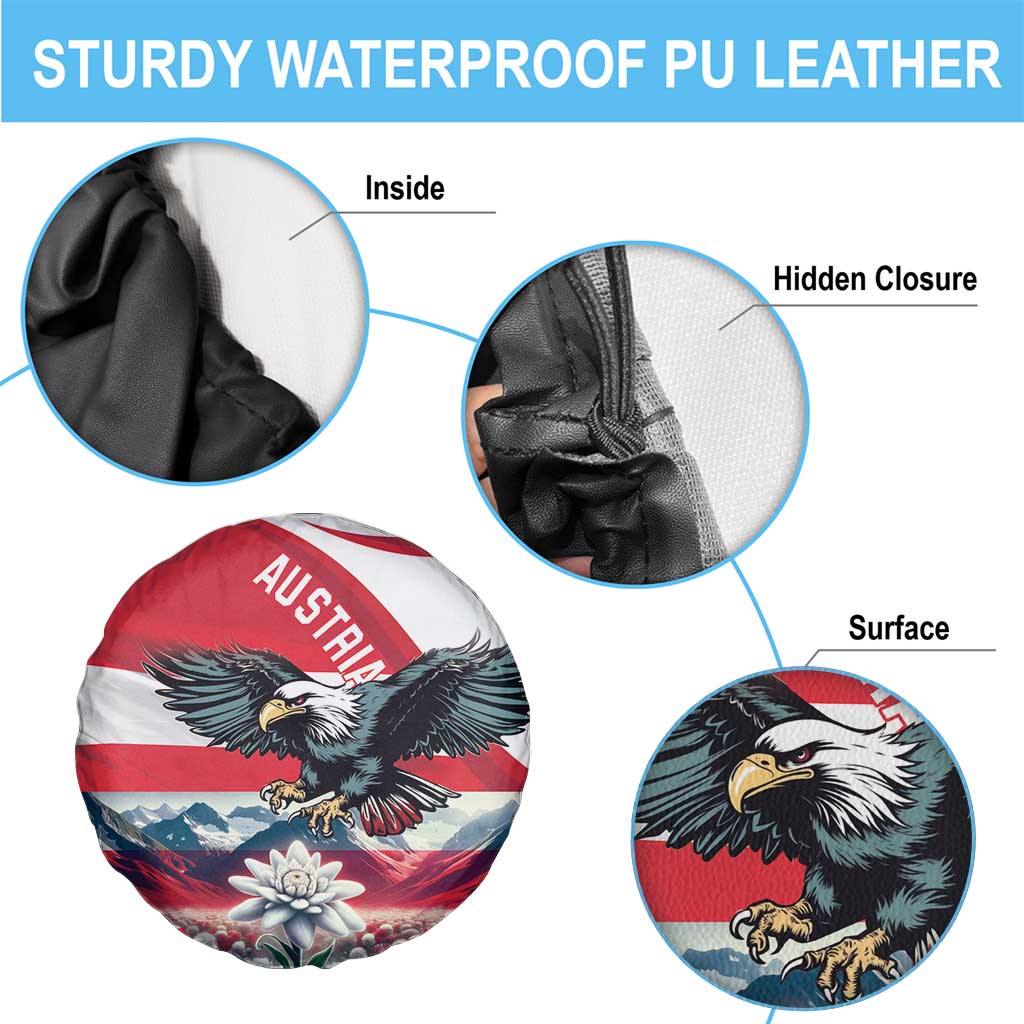 Austria Black Eagle Spare Tire Cover Edelweiss with Austrian Flag - Wonder Print Shop