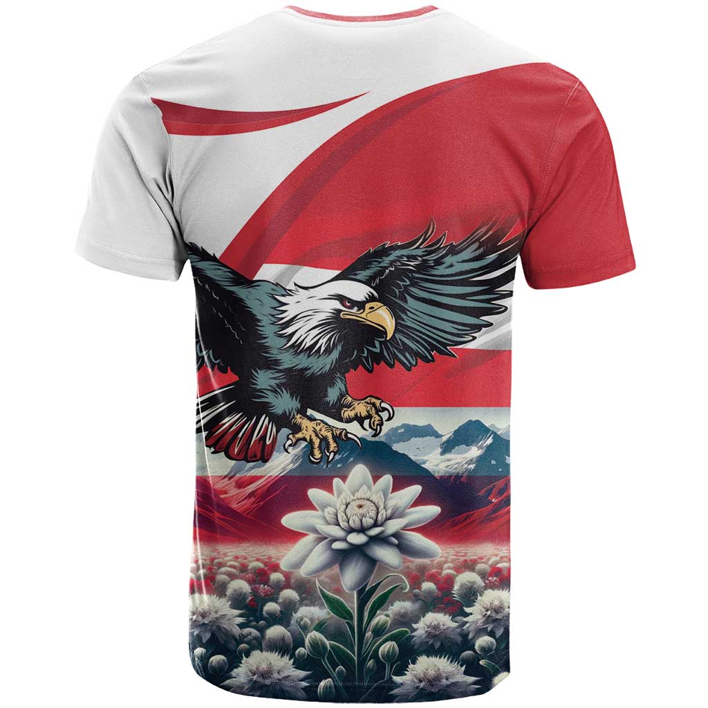 Austria Black Eagle T Shirt Edelweiss with Austrian Flag - Wonder Print Shop