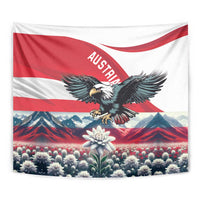 Austria Black Eagle Tapestry Edelweiss with Austrian Flag - Wonder Print Shop