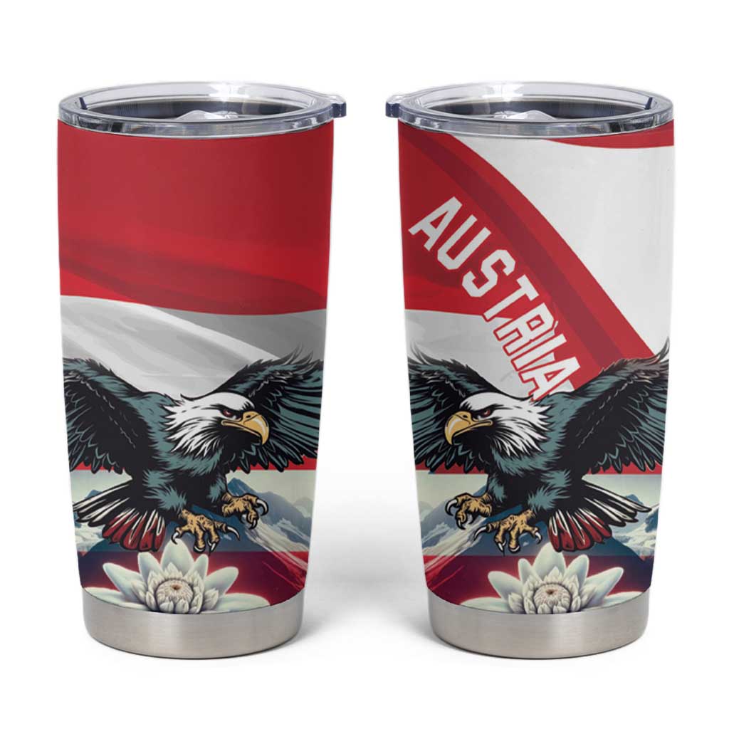 Austria Black Eagle Tumbler Cup Edelweiss with Austrian Flag - Wonder Print Shop