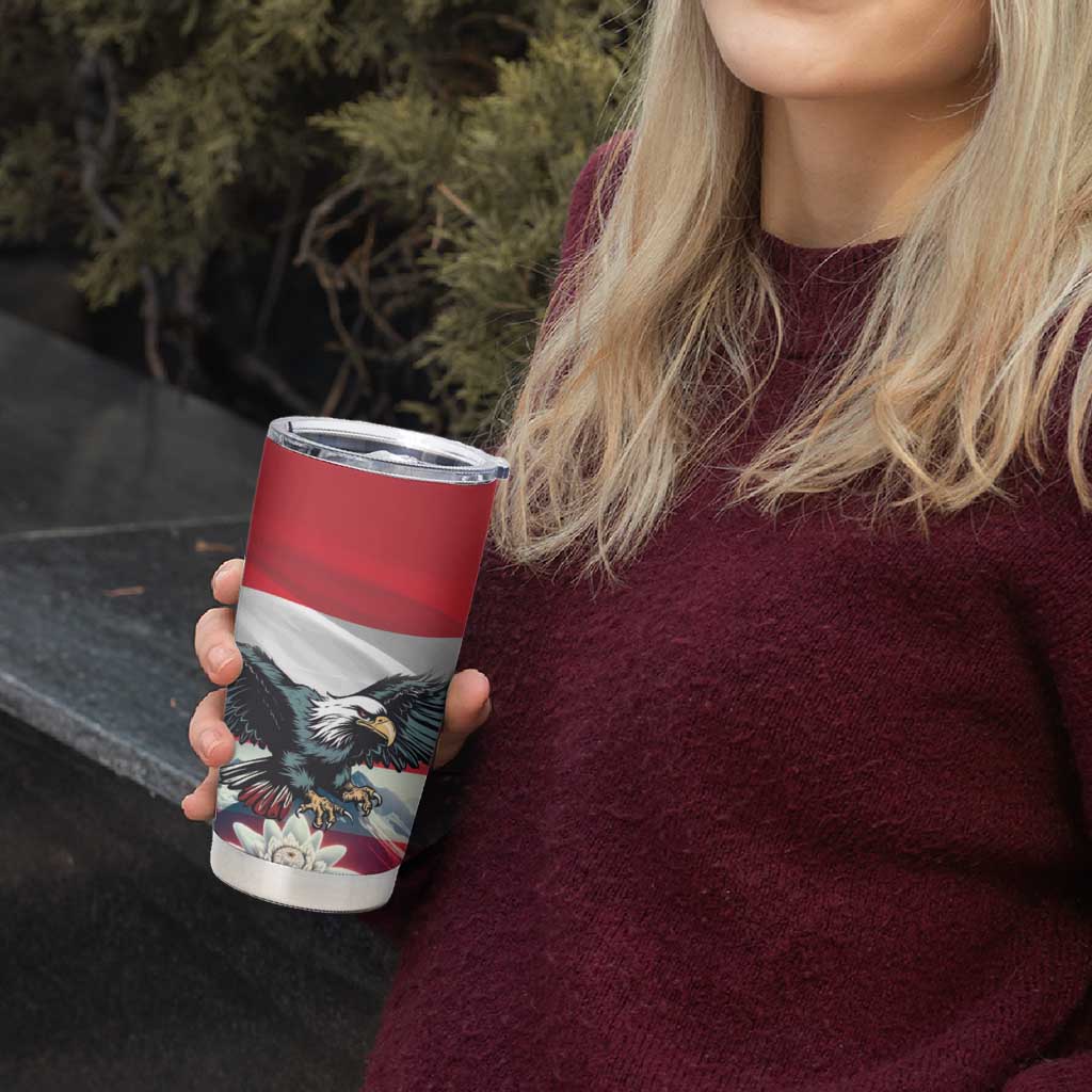 Austria Black Eagle Tumbler Cup Edelweiss with Austrian Flag - Wonder Print Shop
