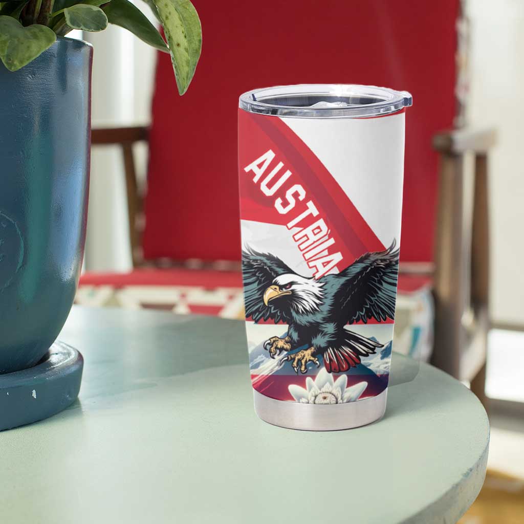 Austria Black Eagle Tumbler Cup Edelweiss with Austrian Flag - Wonder Print Shop