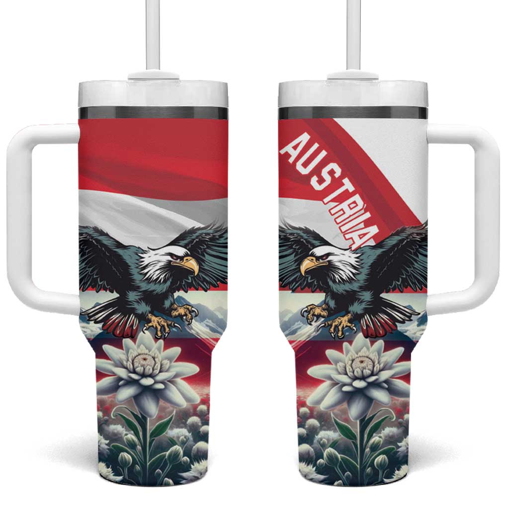 Austria Black Eagle Tumbler With Handle Edelweiss with Austrian Flag - Wonder Print Shop