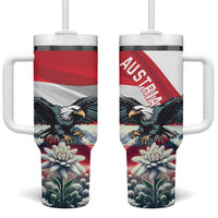 Austria Black Eagle Tumbler With Handle Edelweiss with Austrian Flag - Wonder Print Shop