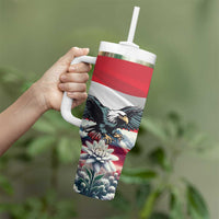 Austria Black Eagle Tumbler With Handle Edelweiss with Austrian Flag - Wonder Print Shop