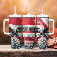 Austria Black Eagle Tumbler With Handle Edelweiss with Austrian Flag - Wonder Print Shop