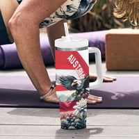 Austria Black Eagle Tumbler With Handle Edelweiss with Austrian Flag - Wonder Print Shop