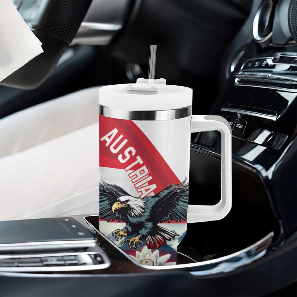 Austria Black Eagle Tumbler With Handle Edelweiss with Austrian Flag - Wonder Print Shop