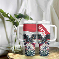 Austria Black Eagle Tumbler With Handle Edelweiss with Austrian Flag - Wonder Print Shop