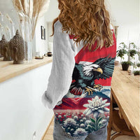 Austria Black Eagle Women Casual Shirt Edelweiss with Austrian Flag - Wonder Print Shop