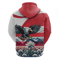 Austria Black Eagle Zip Hoodie Edelweiss with Austrian Flag - Wonder Print Shop