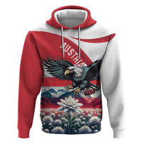 Austria Black Eagle Zip Hoodie Edelweiss with Austrian Flag - Wonder Print Shop
