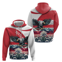 Austria Black Eagle Zip Hoodie Edelweiss with Austrian Flag - Wonder Print Shop