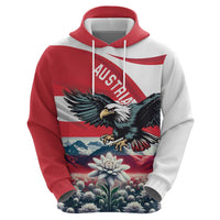 Austria Black Eagle Zip Hoodie Edelweiss with Austrian Flag - Wonder Print Shop