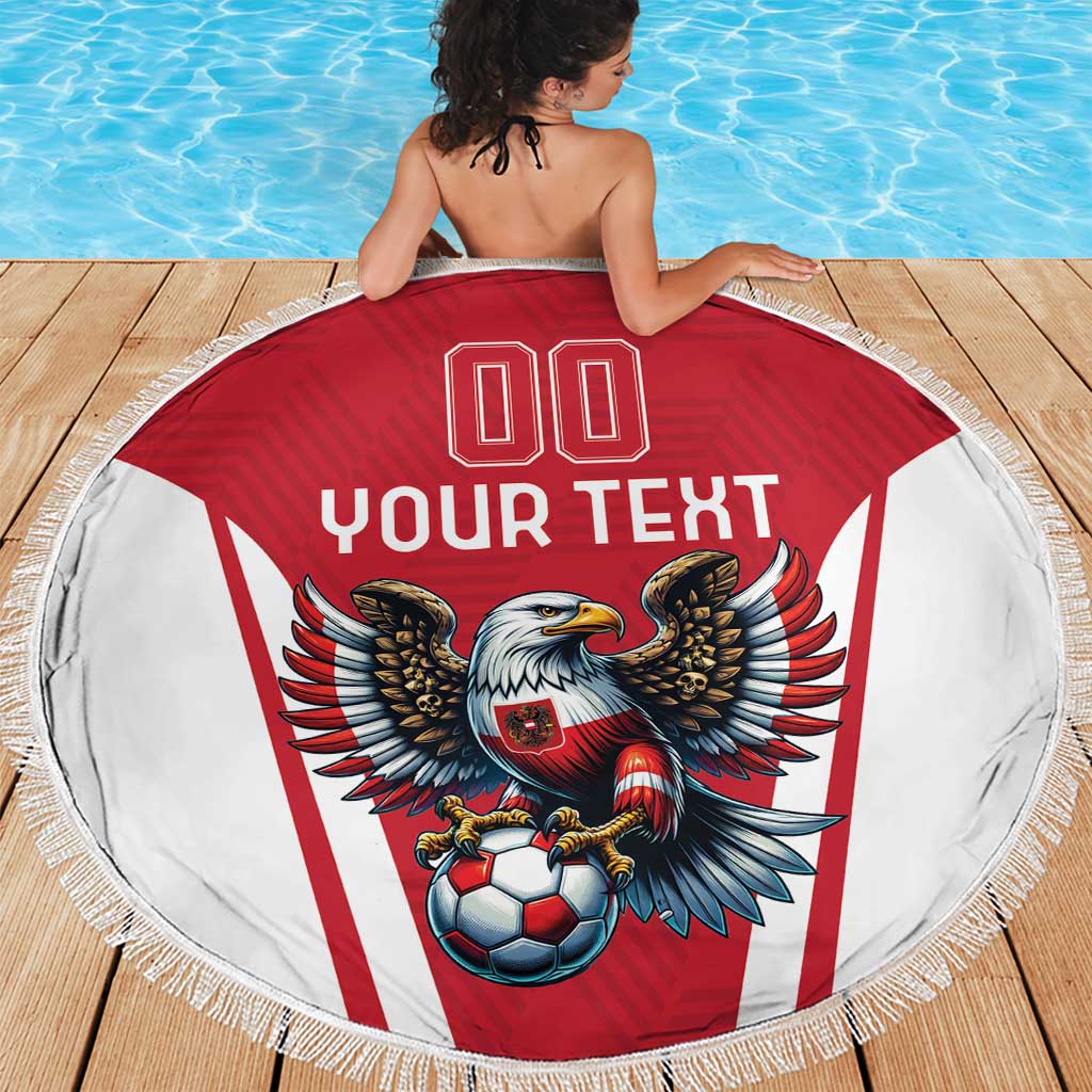 Custom Austria Football Beach Blanket Das Team With Eagle Mascot - Wonder Print Shop