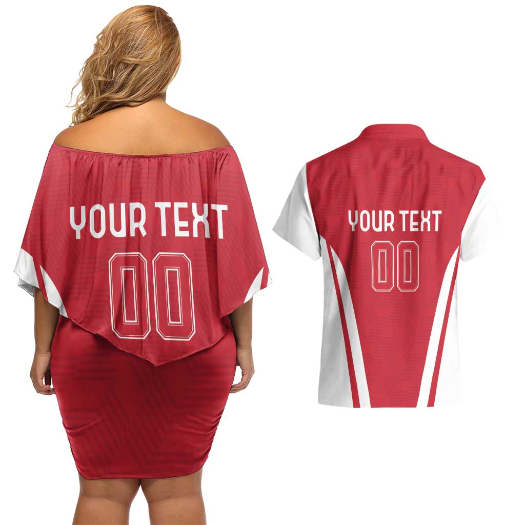 Custom Austria Football Couples Matching Off Shoulder Short Dress and Hawaiian Shirt Das Team With Eagle Mascot - Wonder Print Shop