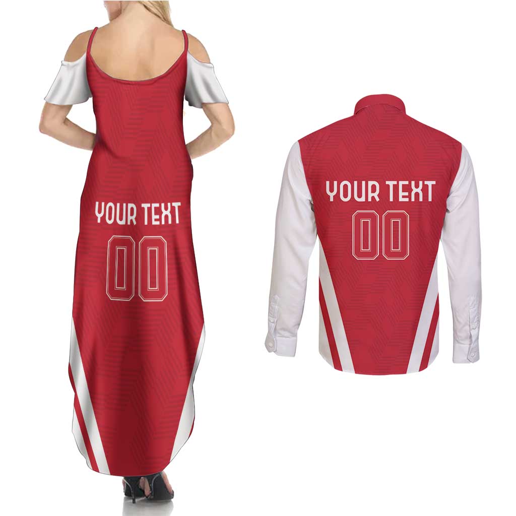 Custom Austria Football Couples Matching Summer Maxi Dress and Long Sleeve Button Shirt Das Team With Eagle Mascot - Wonder Print Shop