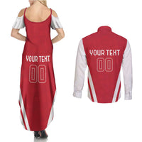 Custom Austria Football Couples Matching Summer Maxi Dress and Long Sleeve Button Shirt Das Team With Eagle Mascot - Wonder Print Shop