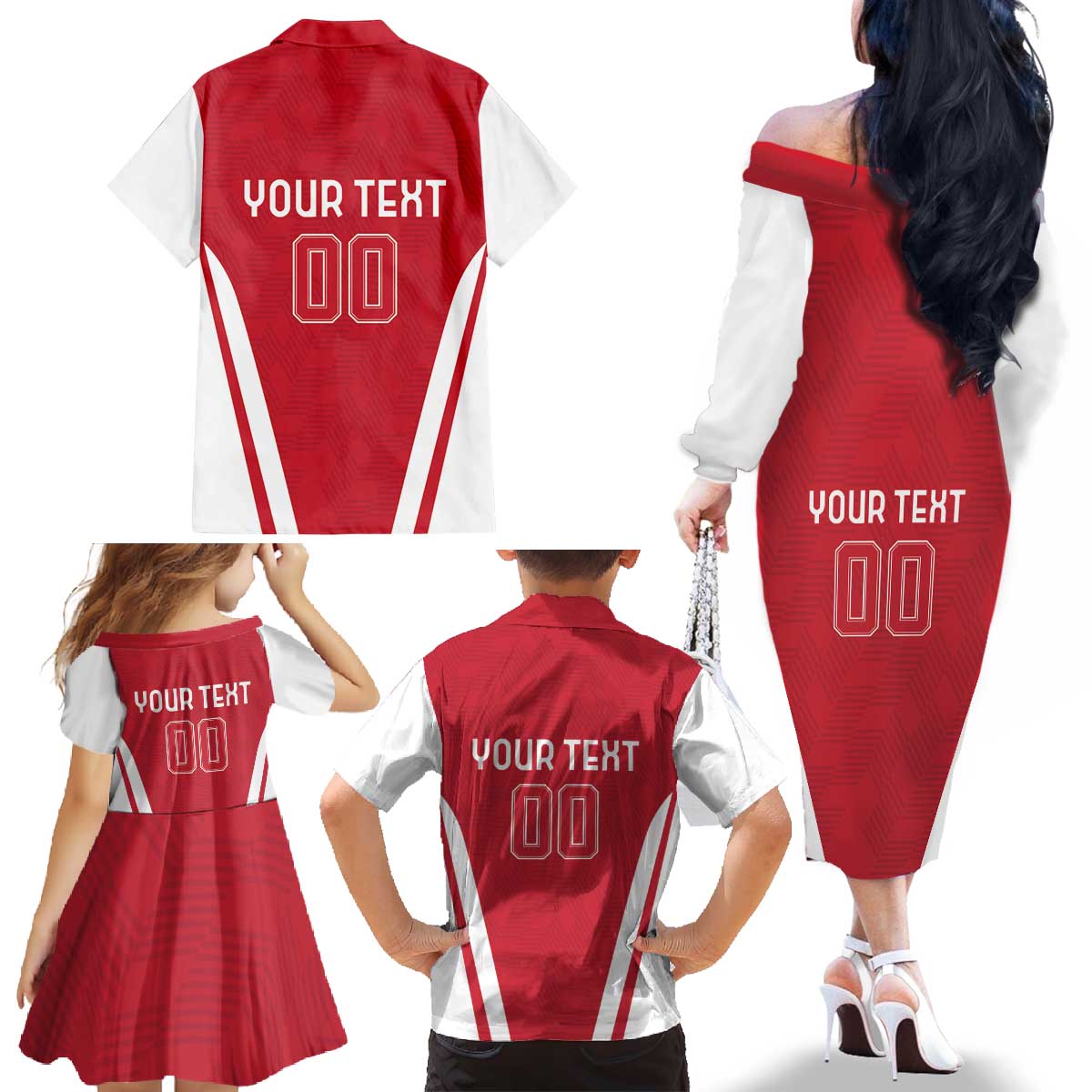 Custom Austria Football Family Matching Off The Shoulder Long Sleeve Dress and Hawaiian Shirt Das Team With Eagle Mascot - Wonder Print Shop