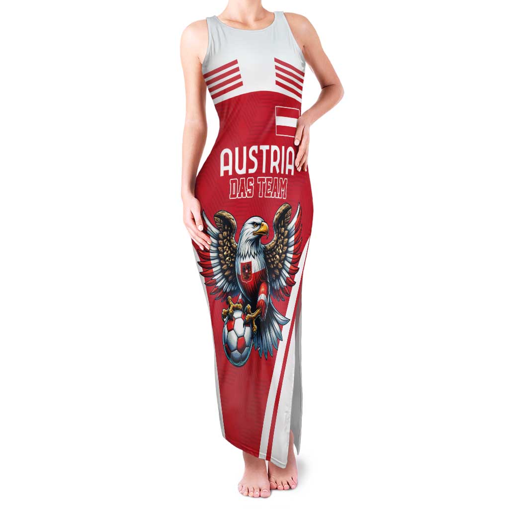 Custom Austria Football Family Matching Tank Maxi Dress and Hawaiian Shirt Das Team With Eagle Mascot - Wonder Print Shop