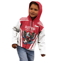 Custom Austria Football Kid Hoodie Das Team With Eagle Mascot - Wonder Print Shop