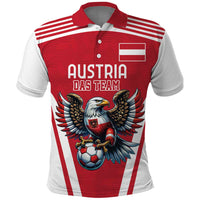 Custom Austria Football Polo Shirt Das Team With Eagle Mascot - Wonder Print Shop