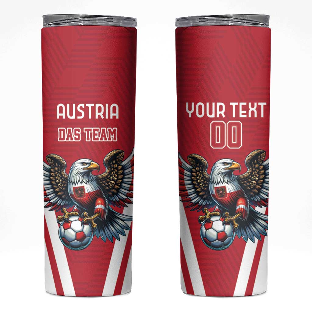 Custom Austria Football Skinny Tumbler Das Team With Eagle Mascot - Wonder Print Shop