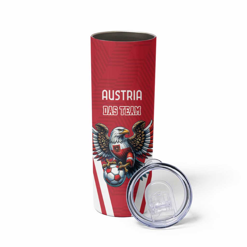 Custom Austria Football Skinny Tumbler Das Team With Eagle Mascot - Wonder Print Shop