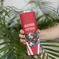 Custom Austria Football Skinny Tumbler Das Team With Eagle Mascot - Wonder Print Shop