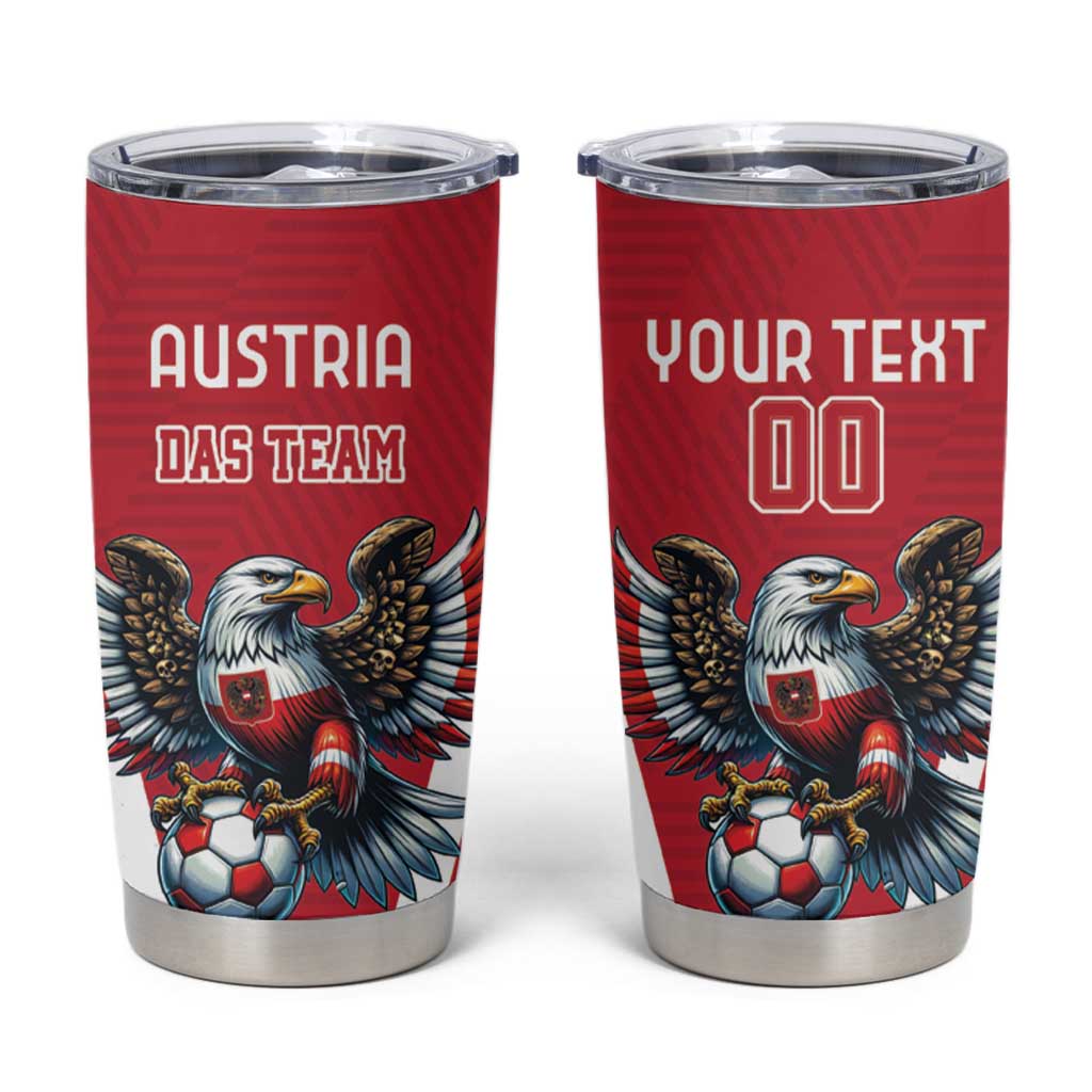 Custom Austria Football Tumbler Cup Das Team With Eagle Mascot - Wonder Print Shop
