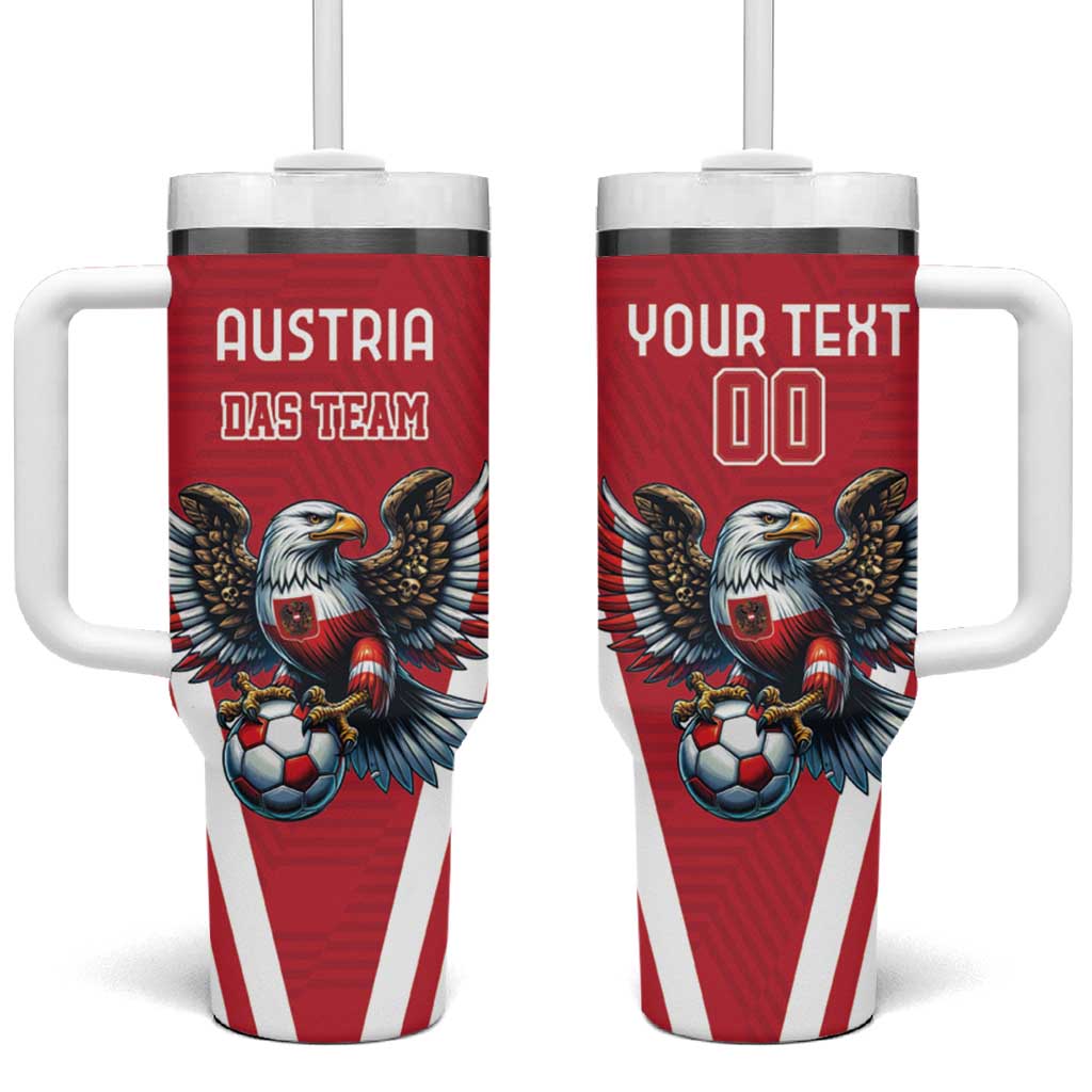 Custom Austria Football Tumbler With Handle Das Team With Eagle Mascot - Wonder Print Shop
