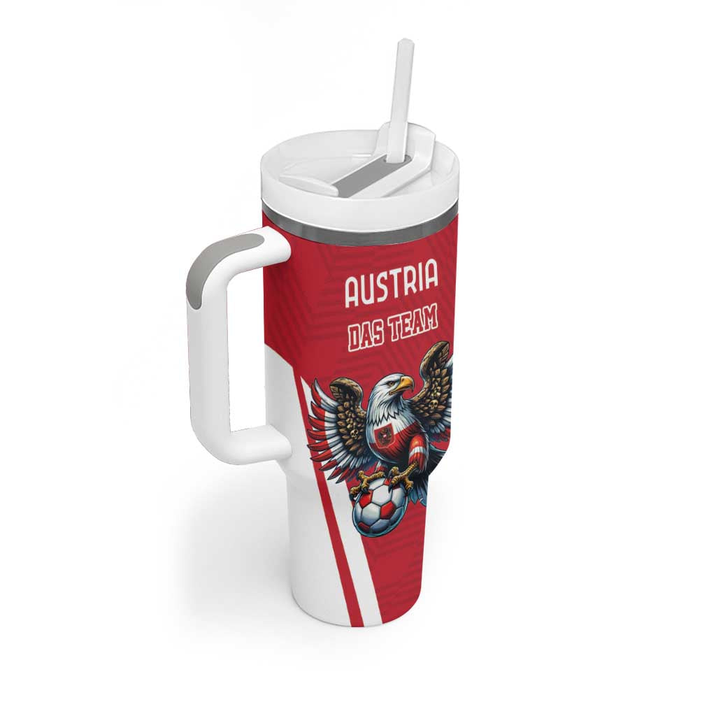 Custom Austria Football Tumbler With Handle Das Team With Eagle Mascot - Wonder Print Shop