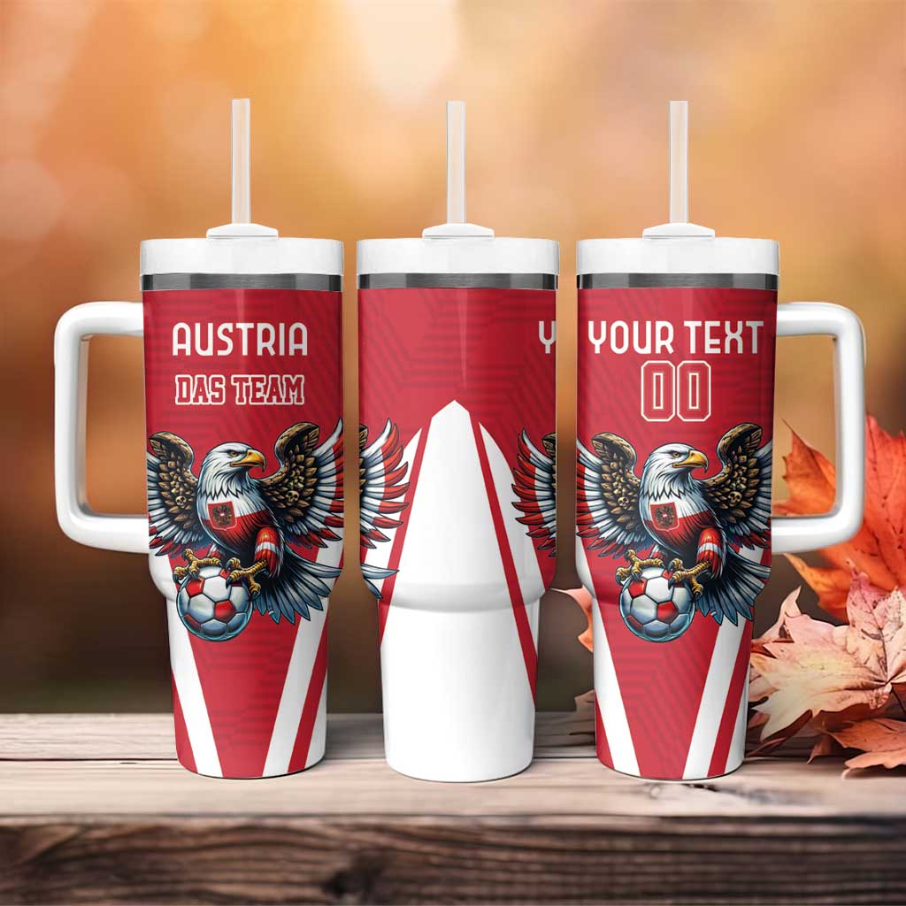 Custom Austria Football Tumbler With Handle Das Team With Eagle Mascot - Wonder Print Shop