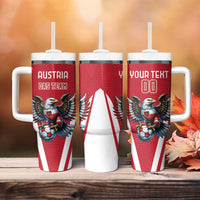 Custom Austria Football Tumbler With Handle Das Team With Eagle Mascot - Wonder Print Shop