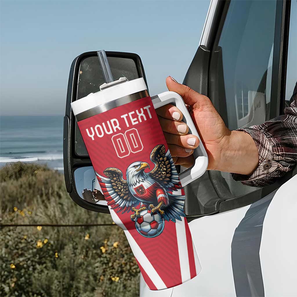Custom Austria Football Tumbler With Handle Das Team With Eagle Mascot - Wonder Print Shop