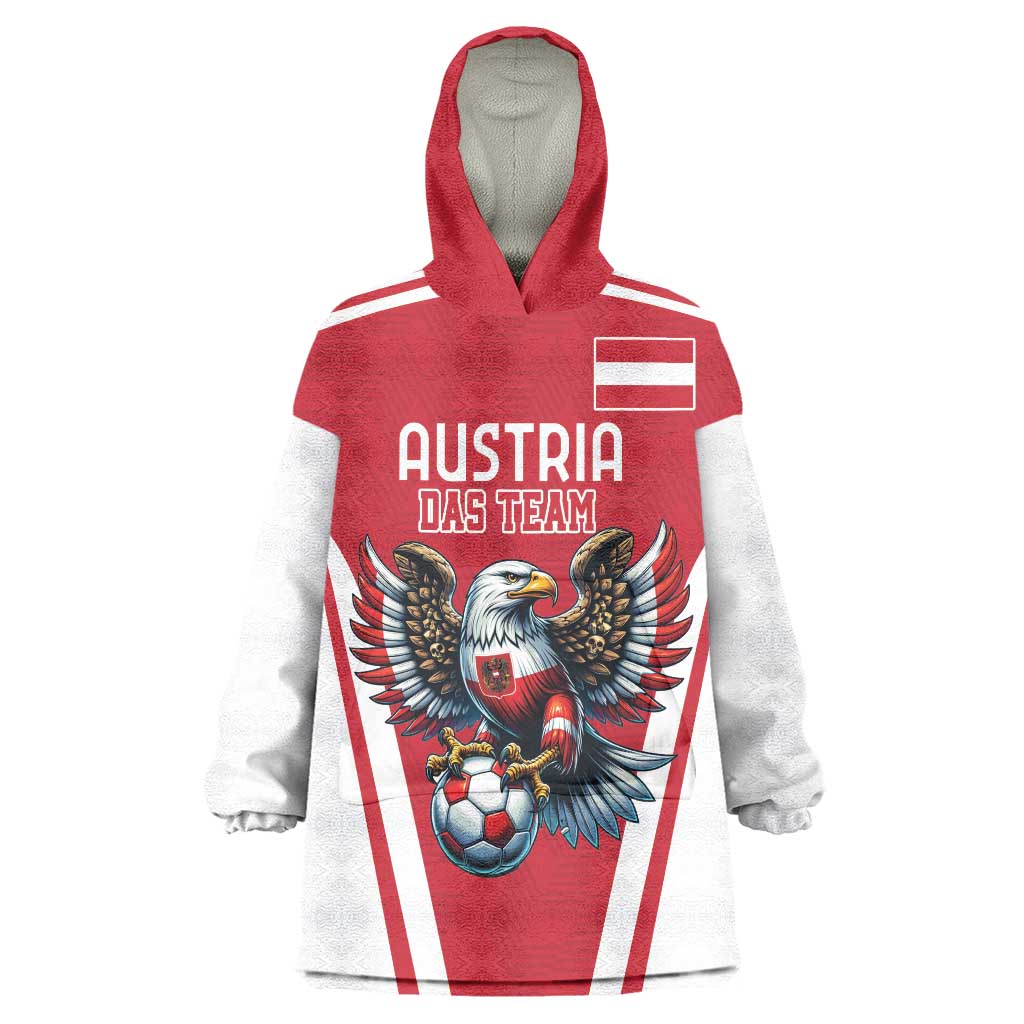 Custom Austria Football Wearable Blanket Hoodie Das Team With Eagle Mascot - Wonder Print Shop