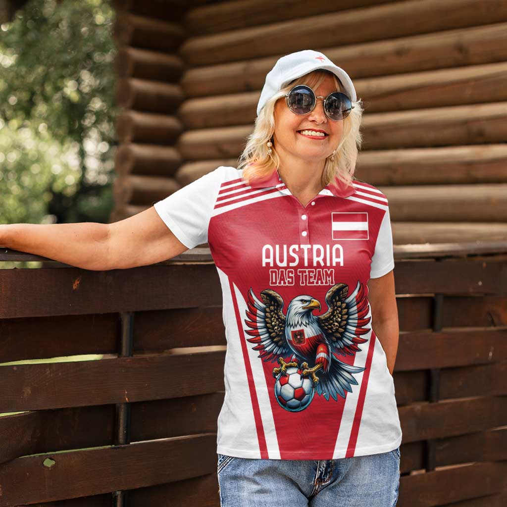 Custom Austria Football Women Polo Shirt Das Team With Eagle Mascot - Wonder Print Shop